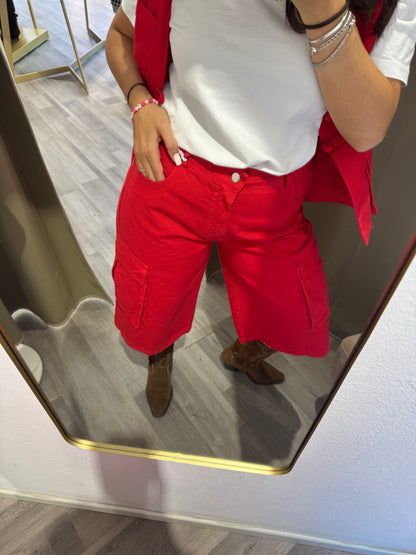 Bermudone cargo rosso