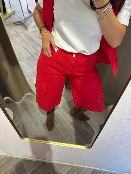 Bermudone cargo rosso