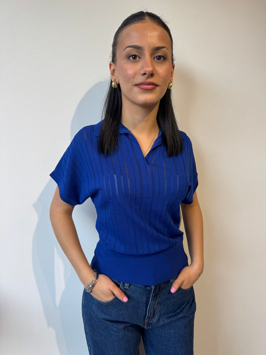 Polo viscosa blu