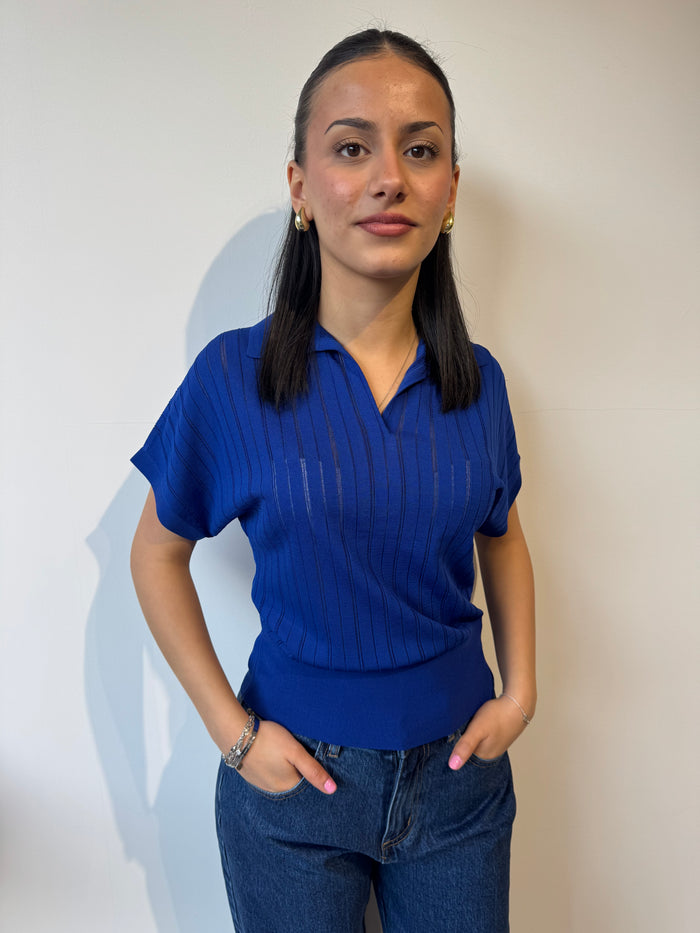 Polo viscosa blu