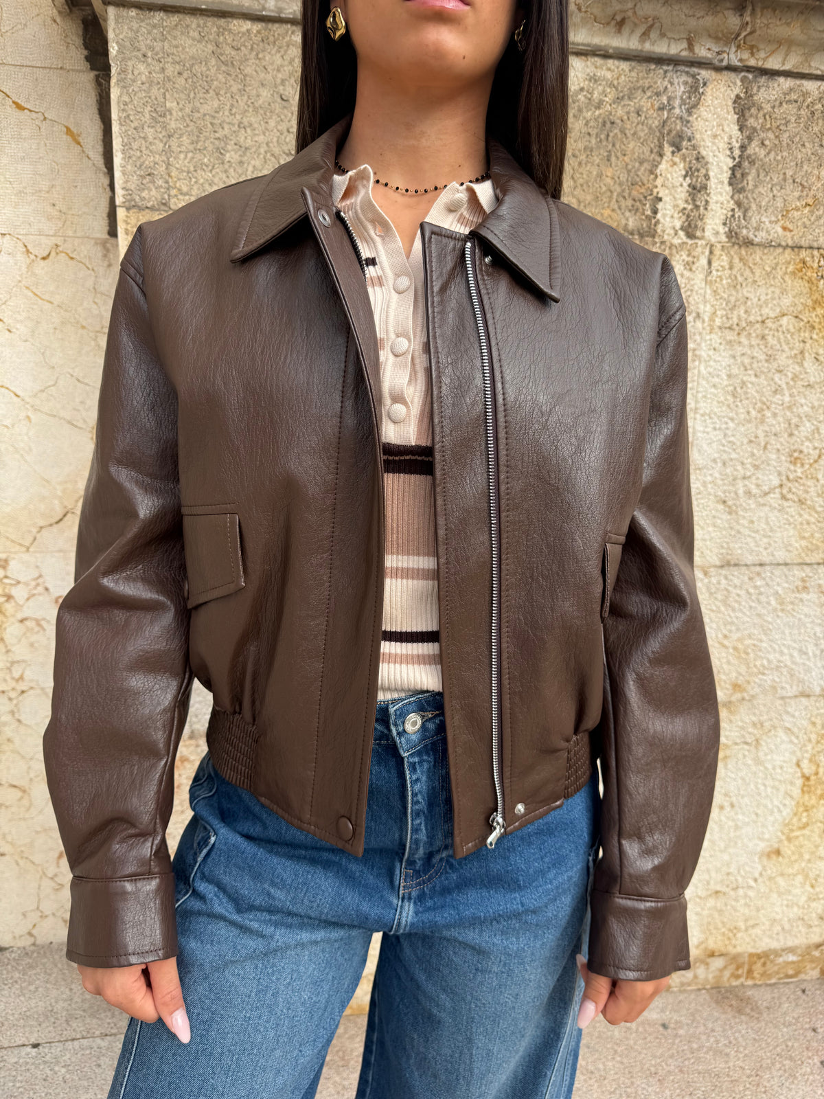 BOMBER ECOPELLE BROWN