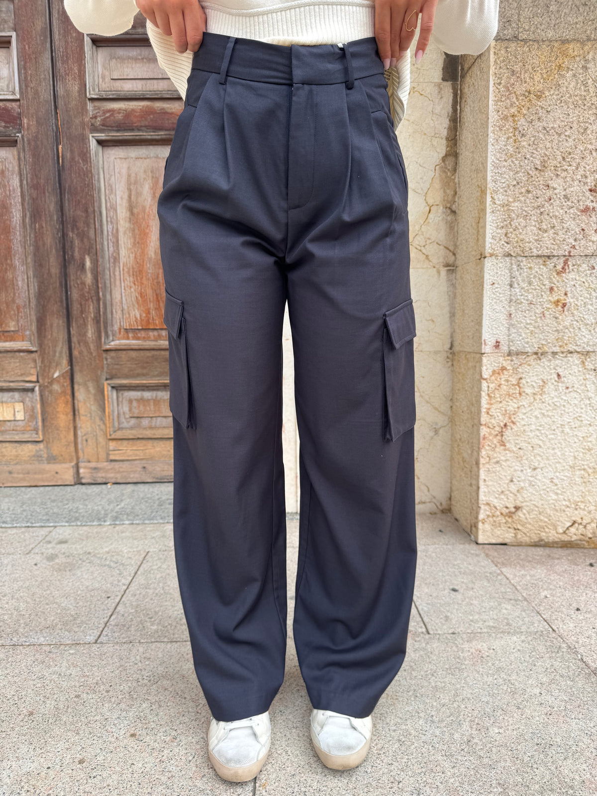 PANTALONI ELEGANT CARGO BLU