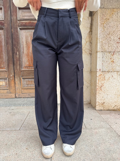 PANTALONI ELEGANT CARGO BLU