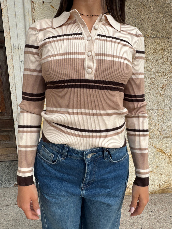 MAGLIA CARLI MARRONE E BEIGE