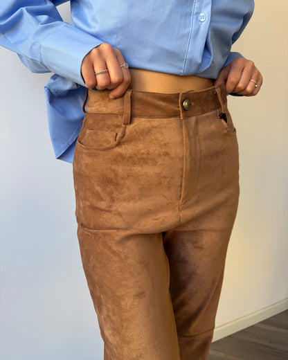 Pantalone scamosciato camel