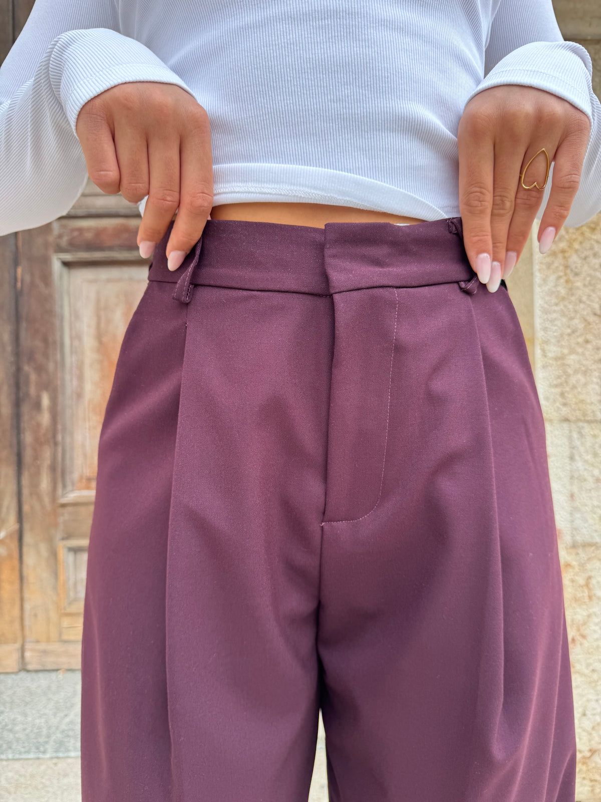 PANTALONI ELEGANT BORDEAUX