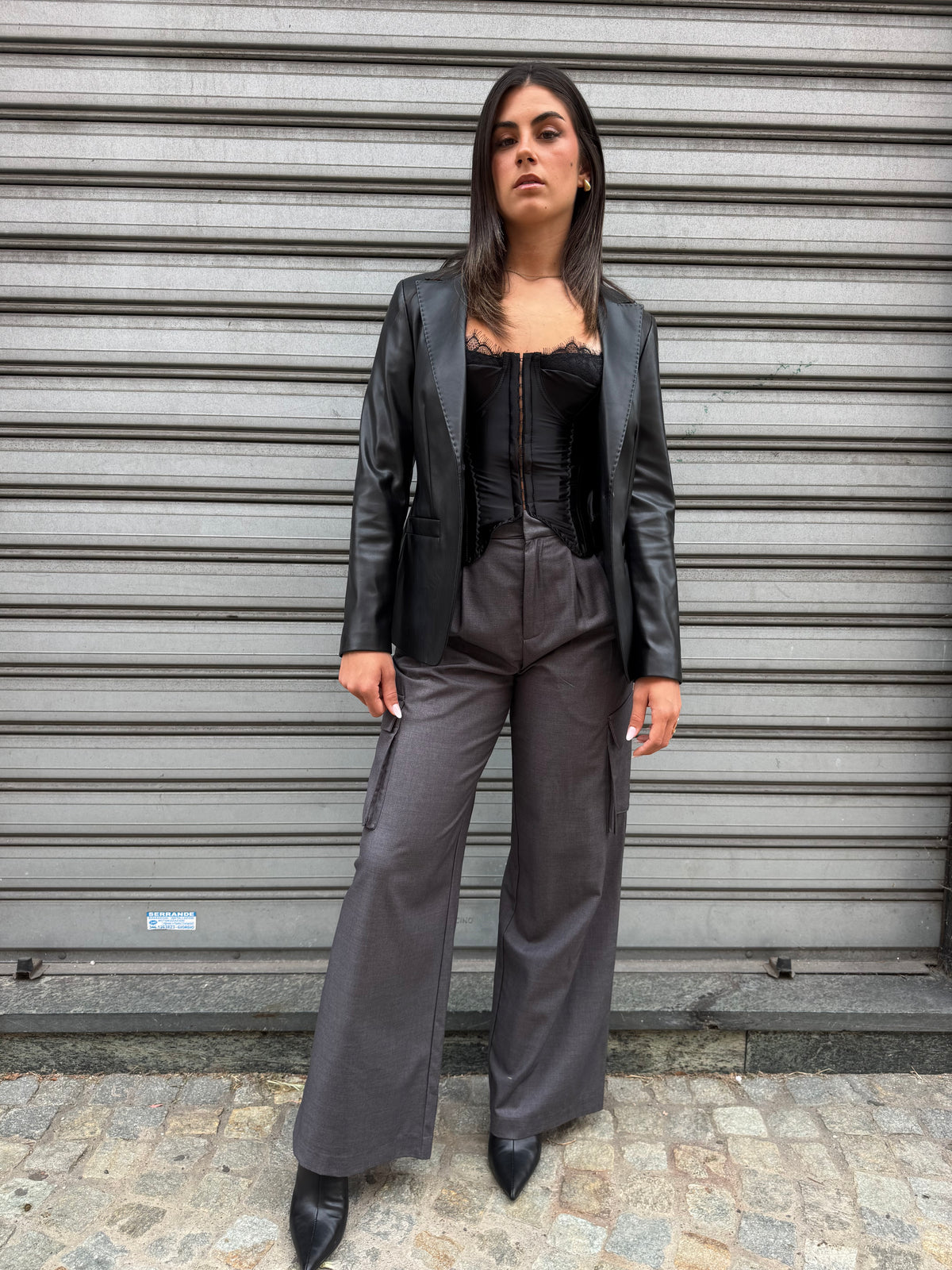 PANTALONI ELEGANT CARGO GRIGIO