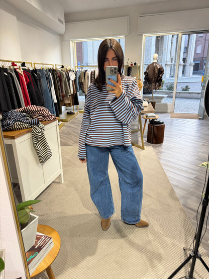TEE LEA MANICA LUNGA AZZURRA E MARRONE