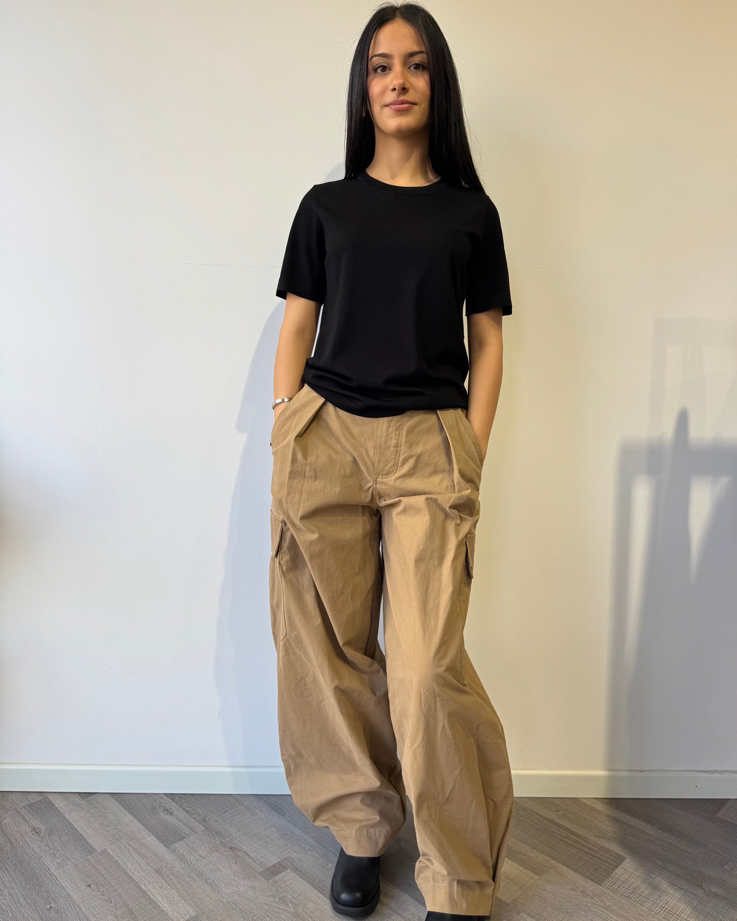 Pantalone cargo camel