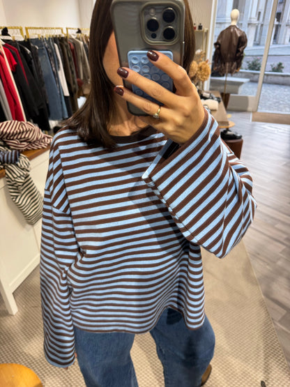 TEE LEA MANICA LUNGA AZZURRA E MARRONE