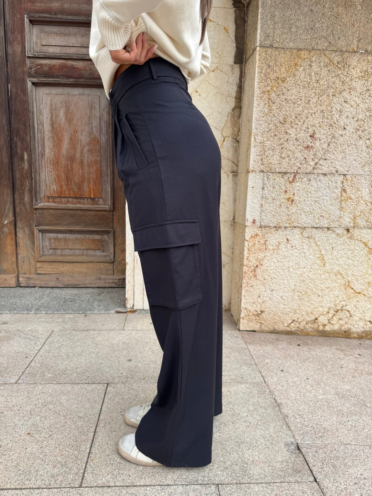 PANTALONI ELEGANT CARGO BLU