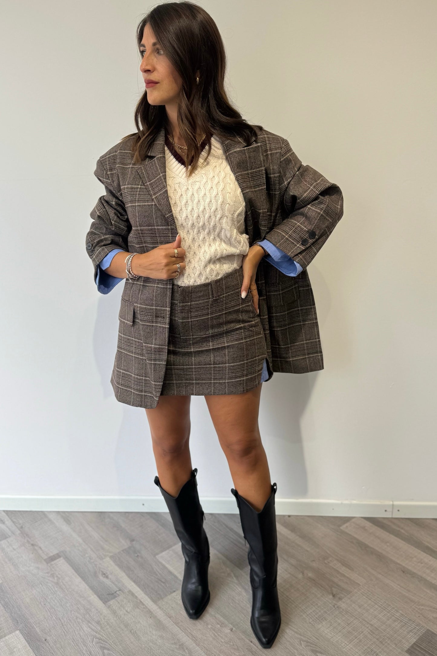 Panta/Gonna Quadri Marrone