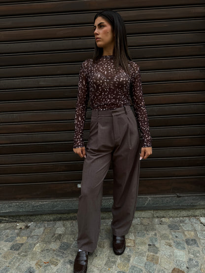 MAGLIA VELATA LEOPARD BORDEAUX