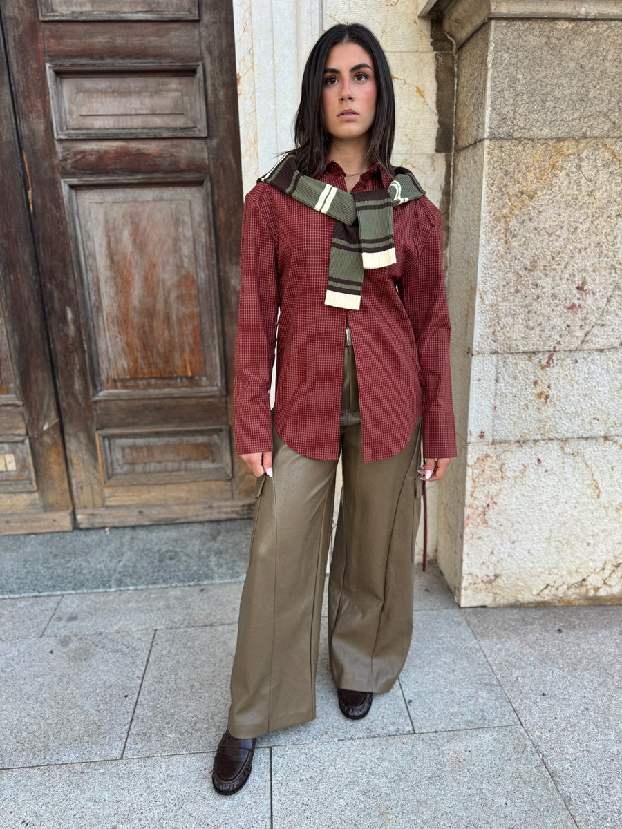 PANTALONI CARGO ECOPELLE FANGO