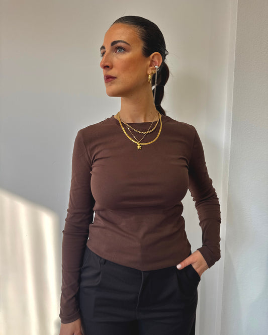 Tee cotone marrone