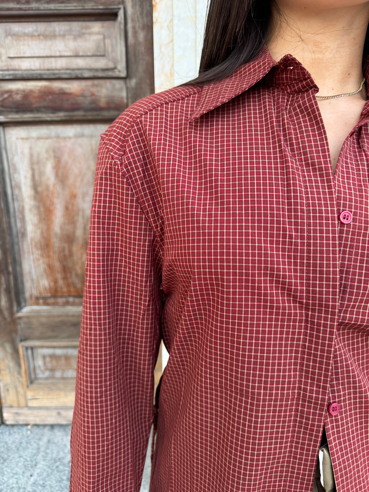CAMICIA A QUADRI ROSSO SCURO