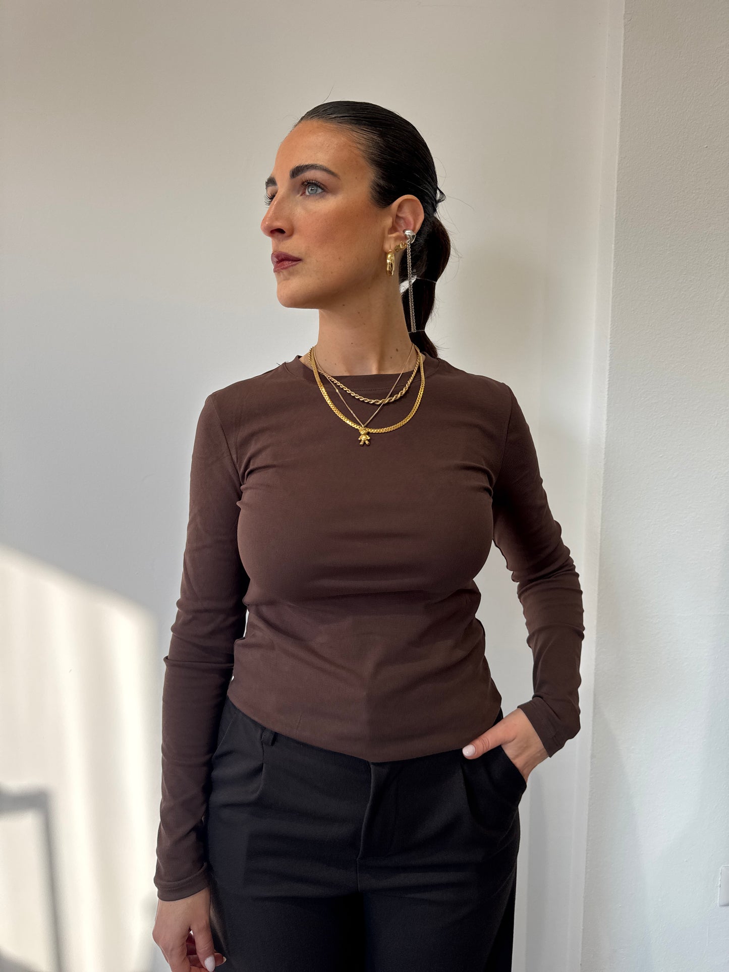 Tee cotone marrone