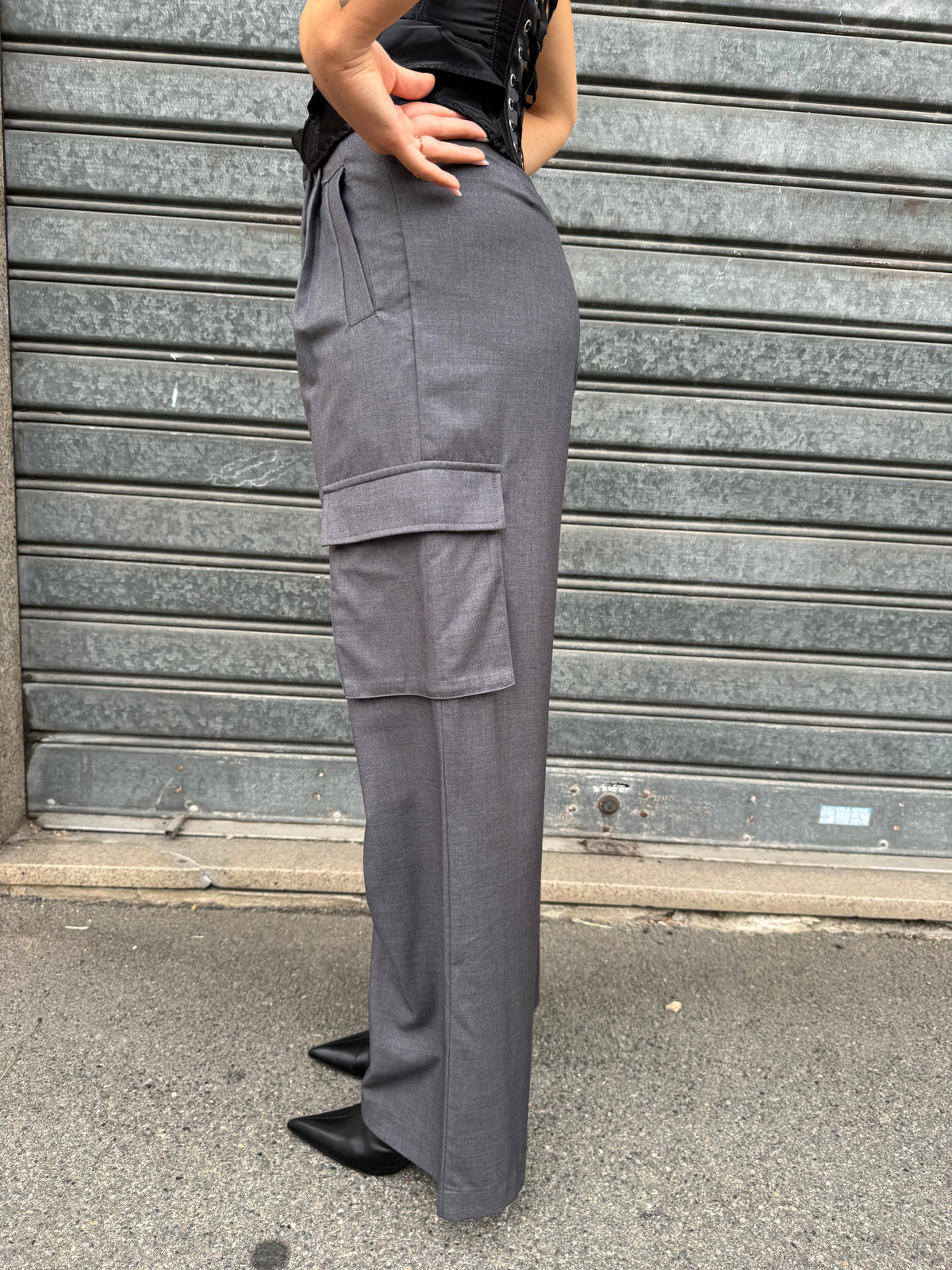 PANTALONI ELEGANT CARGO GRIGIO