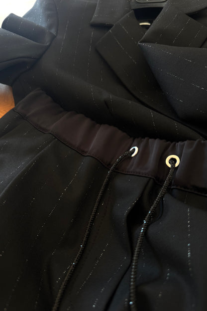 Completo Gessato Lurex Nero