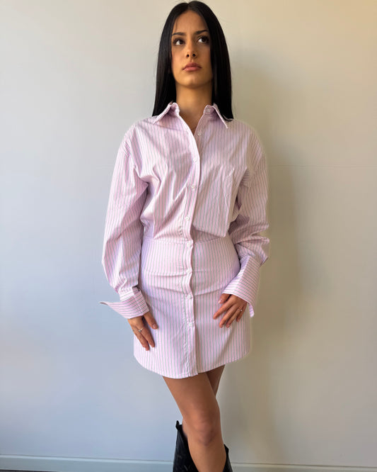 Abito camicia cotone rosa