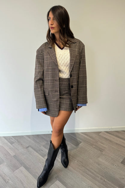 Blazer Quadri Over Marrone