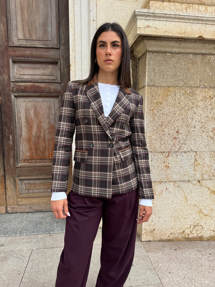BLAZER CHEK CON COLLETTO IN SWEDE