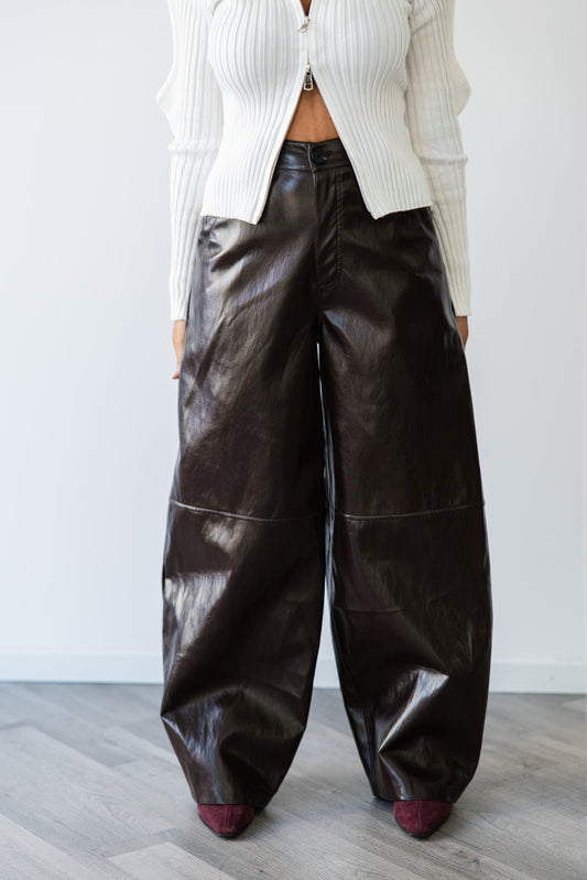 Pantalone Ecopelle Baloon marrone