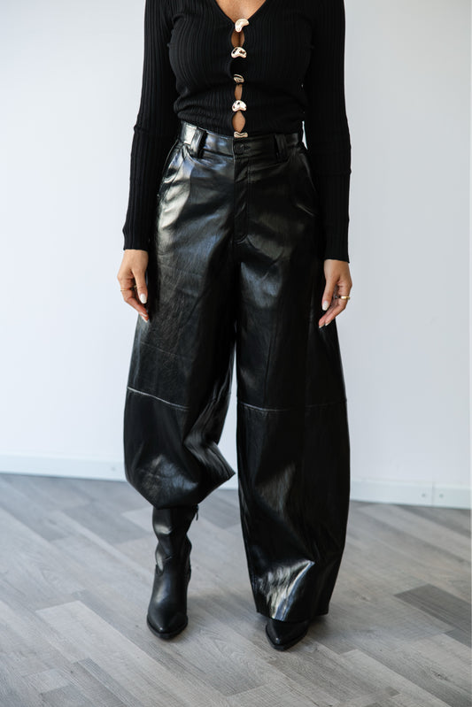 Pantalone Ecopelle Baloon nero