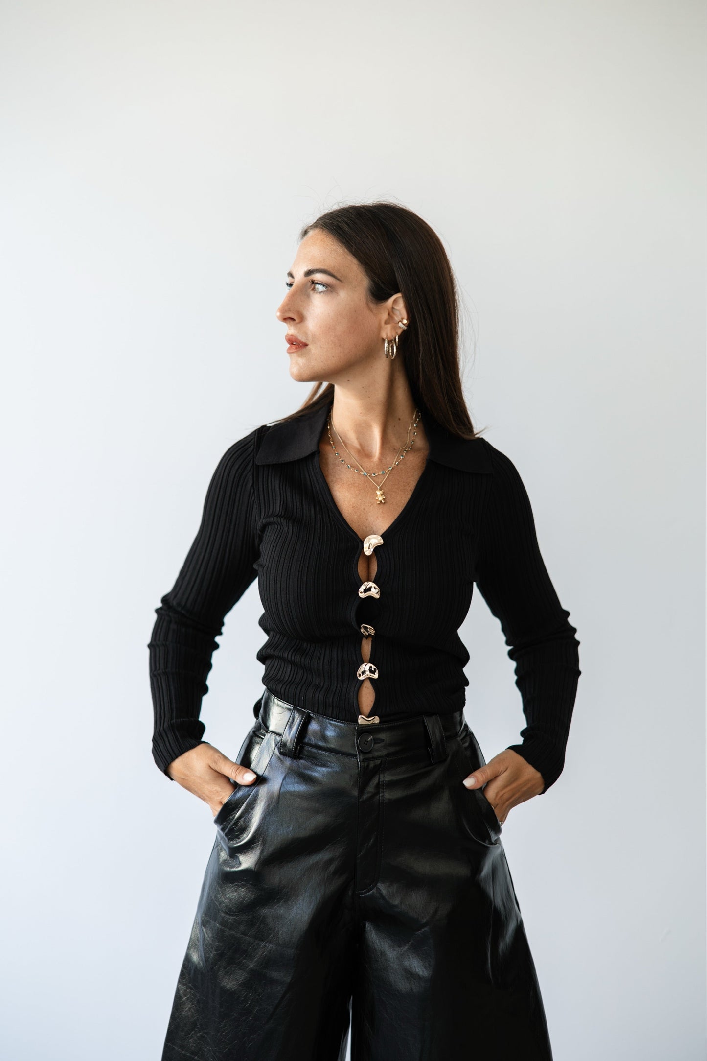 Pantalone Ecopelle Baloon nero