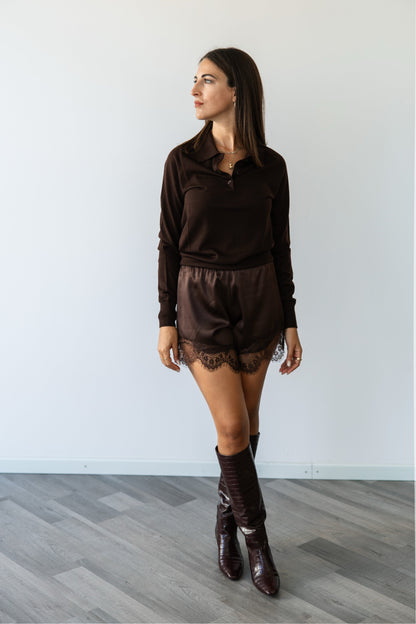 Polo Wool 100% lana marrone