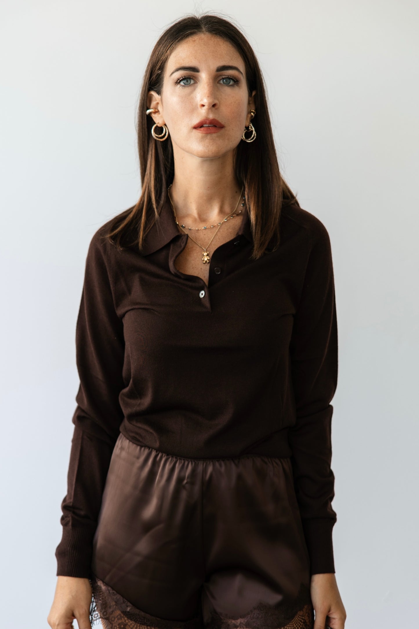 Polo Wool 100% lana marrone