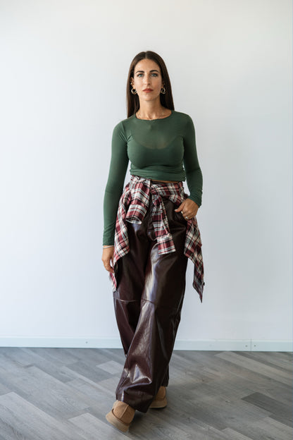 Pantalone Ecopelle Baloon bordeaux