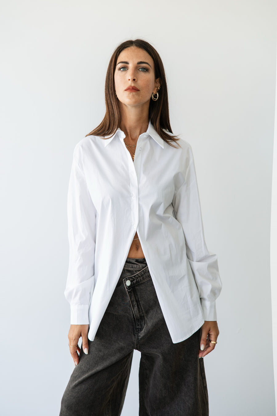 CAMICIA BASIC IN COTONE BIANCA
