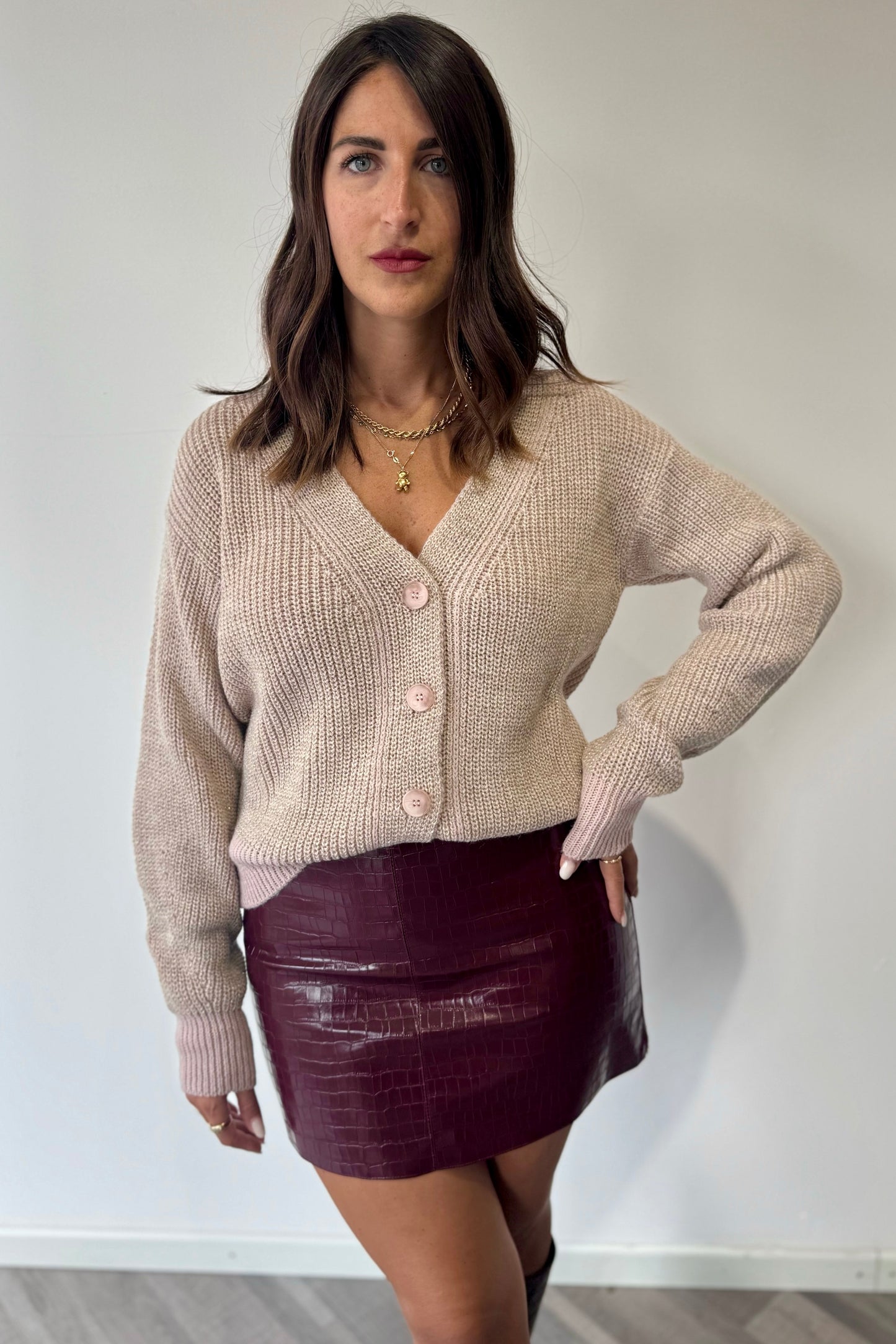 Cardigan Cipria gold