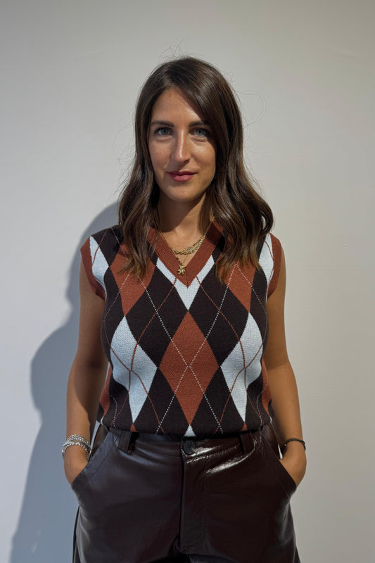 Gilet English Moro, ruggine e celeste