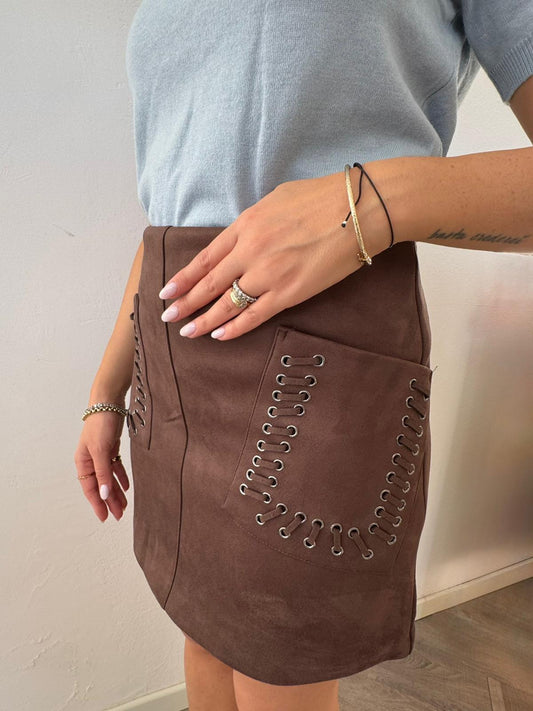 Gonna Scamosciata Marrone