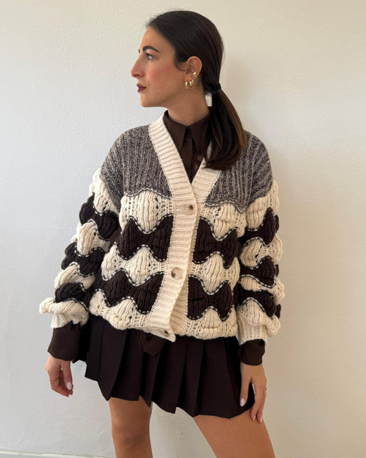 Cardigan Burro e Marrone