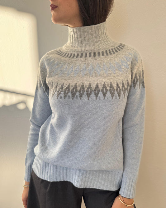 Maglione Misto Lana Azzurro