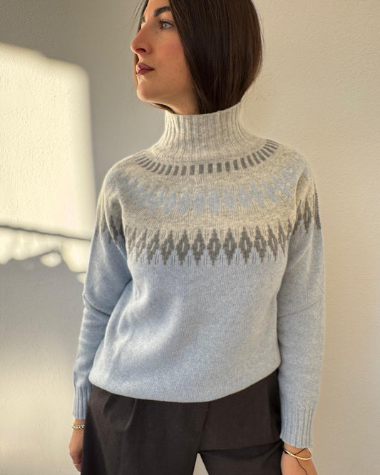 Maglione Misto Lana Azzurro